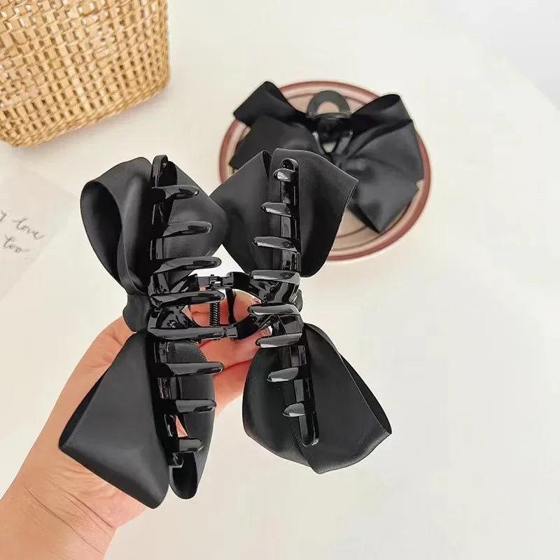 sengpan Black Silk Velvet Butterfly Knot Hair Grab Clips Retro Fashion Women Bowknot Bang Clip Disc Headdress Fixer Headwear Accessories