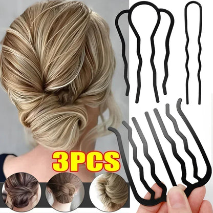 Lianfudai New Metal Black Hair Fork Clip Women Hair Pin Combs Messy Bun Hair Pin Clip Hair Side Combs Updo Hair Sticks Hair Styling Tool