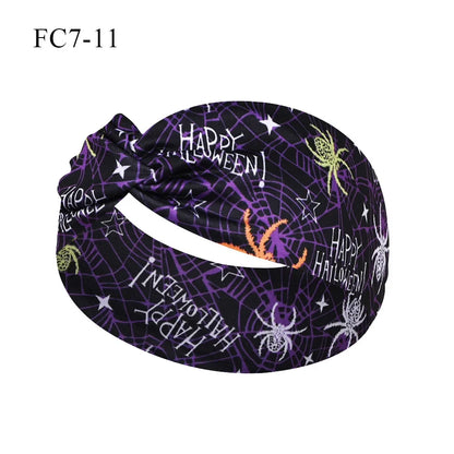 sengpan Halloween Skeleton Turbans Yoga Elastic Head Wrap Women Headband Wide Hairbands Headwear Bandanas Fashion Hair Band YZL05-5