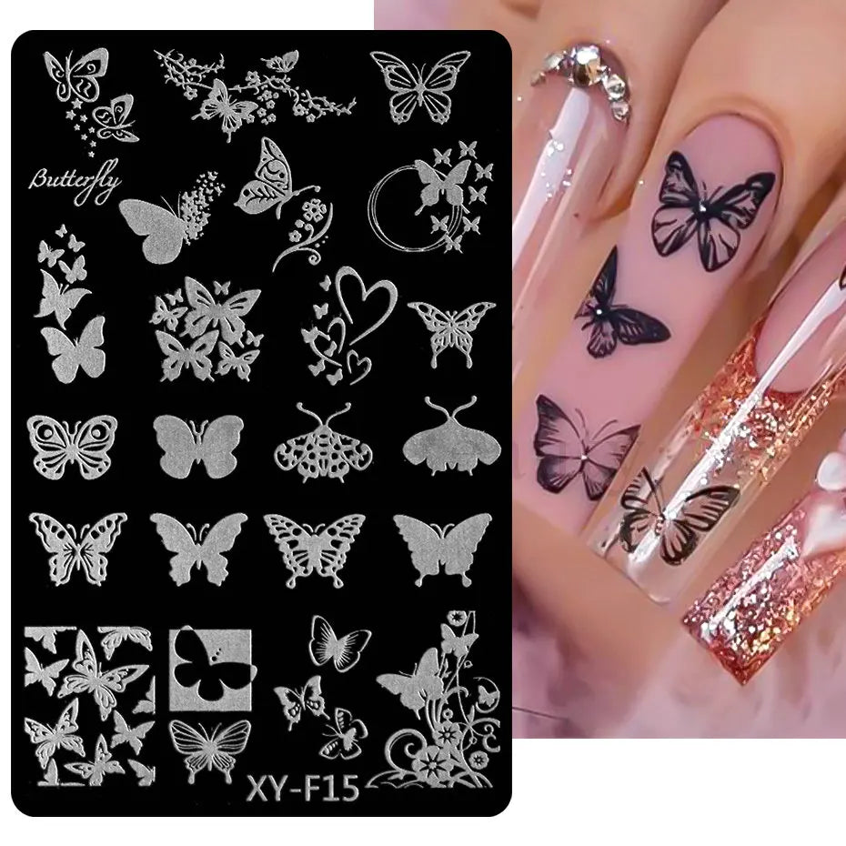 sengpan Spring Flowers Nail Stamping Plates Cherry Blossom Summer Daisy Floral Butterfly DIY Nail Design Image Stamp Templates Stencil