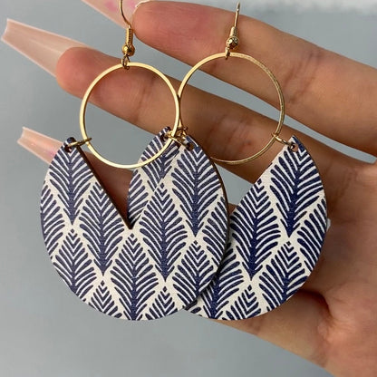 sengpan Printed Plate Drop Earrings For Women Light Luxury Fashion Ladies Cocktail Party Drop Earrings Jewelry Direct Selling Wholesale