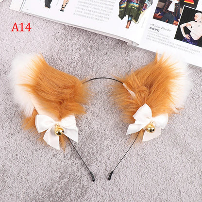 sengpan Animal Cute Cat Ears Halloween Headband Women Kawaii Anime Hair Hoop Halloween Cosplay Party Costume Hair Accessories