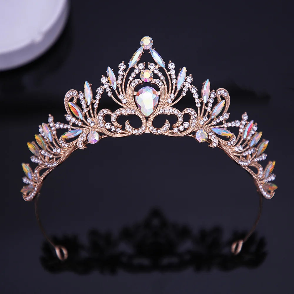 sengpan 6 Colors Elegant Korean Girls Crystal Tiara Crown For Women Party Wedding Princess Rhinestone Bridal Crown Hair Jewelry