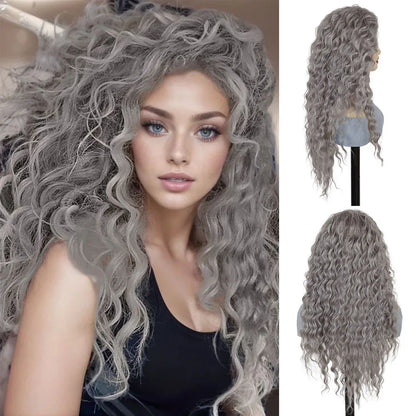 sengpan Green Wigs Costume for Women Synthetic Hair Long Curly Wig Natural Water Wave Hairstyles Thick Fluffy Hair Cosplay Wigs 28 Inch