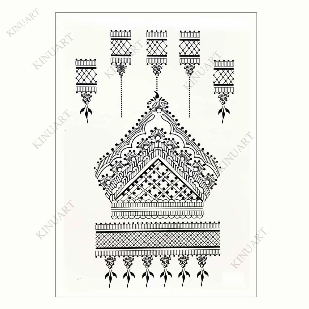 sengpan Black Henna Tattoo Stickers Temporary Tattoo for Women Wedding Lace Flower Mehndi Tattoo Waterproof Fake Tatoo Festival Body Art