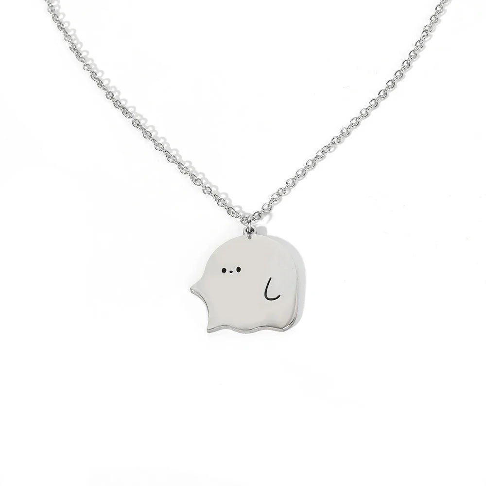 sengpan Two Little Couple Necklaces Cool Ghost Pendant Necklace Women Men Sweater Clavicle Chain Jewelry Valentine‘s Day Gift’