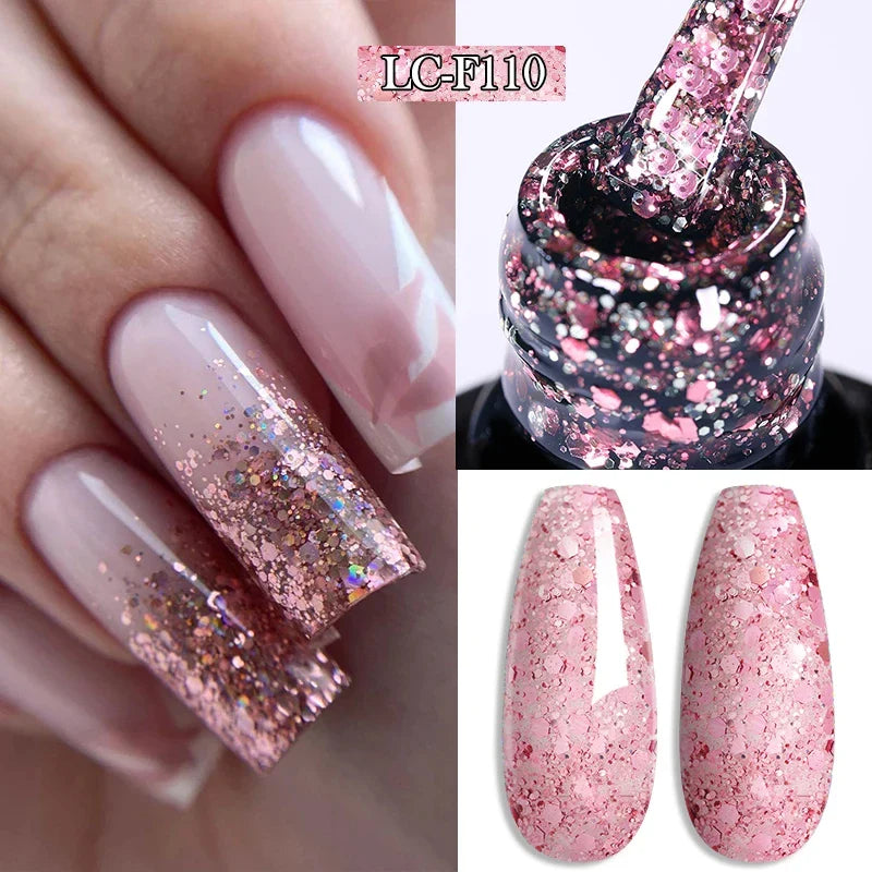 sengpan 7ML Gold Foil Quick Extension Gel Nail Polish Nude Purple Nail Flakes Vernis Semi Permanent UV Gel Nail Art Hard Gel