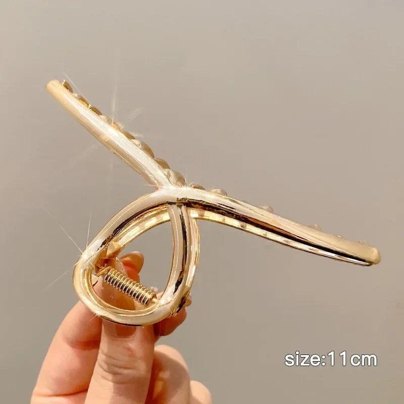 sengpan New Punk Geometric Metal Gold Silver Simple Hair Clip Claw for Women Trendy Large Crab Catches Clamp Korea Headwear Accessories