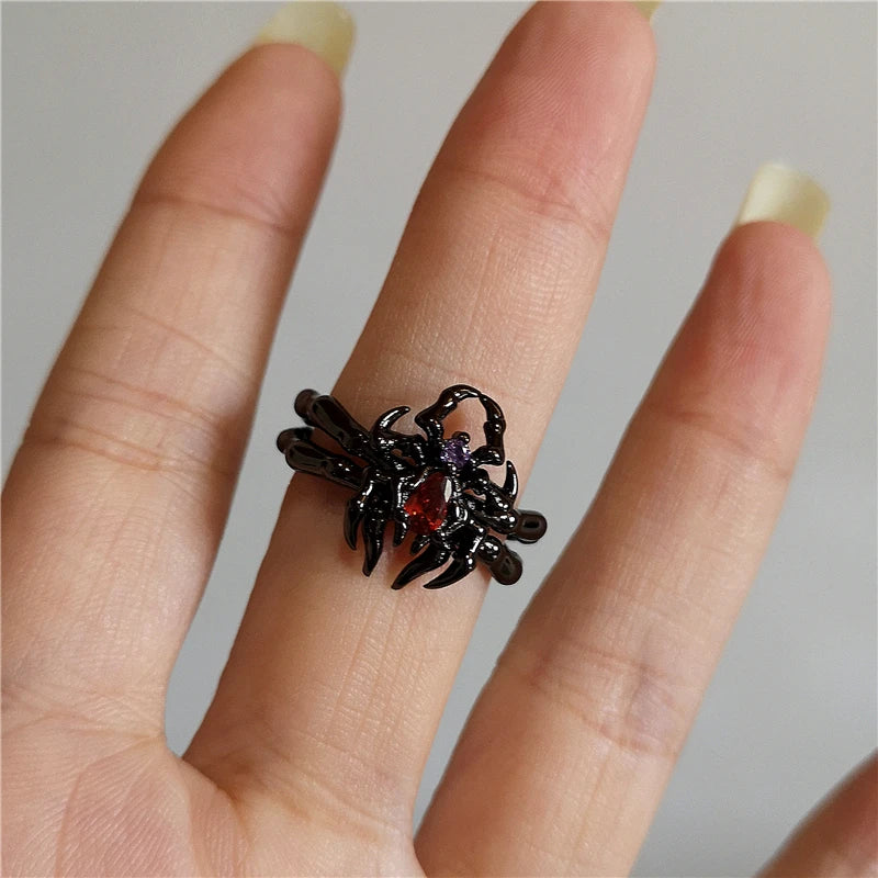 sengpan Vintage Goth Thorny Rose Couple Rings For Men Women Charm Irregularity Opening Stainless Steel Punk Finger Ring Jewelry Y2k Gift