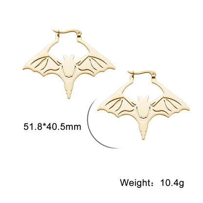 sengpan Stainless Steel Punk Grunge Bat Earrings Cool Halloween Wing Bats Stud Earrings For Women Girls Jewelry Accessories