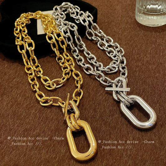 sengpan Classic Charm Hip Hop Style Metal Chain Women's Exaggerated Necklace Vintage Neck Chains Exquisite Fashion Necklaces Jewelry