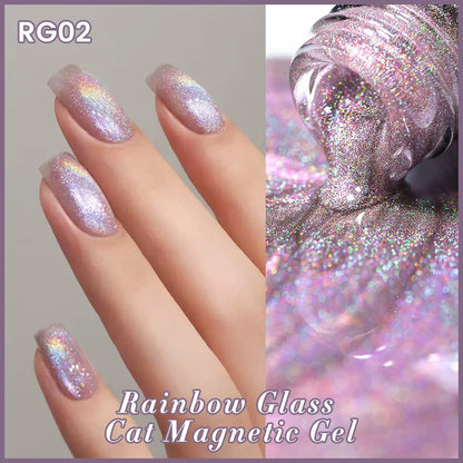 sengpan Super Holos Cat Magnetic Nail Gel Polish for Nails 10ml Soak Off Holographics Laser Gel Polish Auroras Glimmer Nails