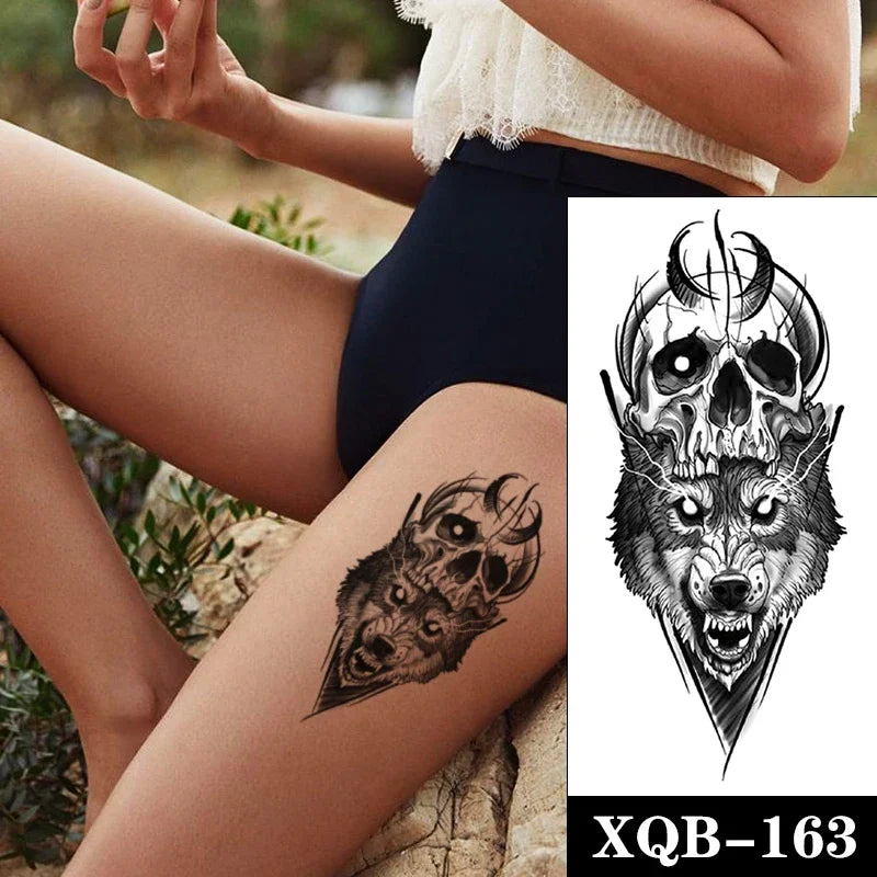 sengpan Waterproof Temporary Tattoo Sticker Black Realistic Tiger Line Totem Design Fake Tattoos Flash Tatoos Arm Body Art for Women Men