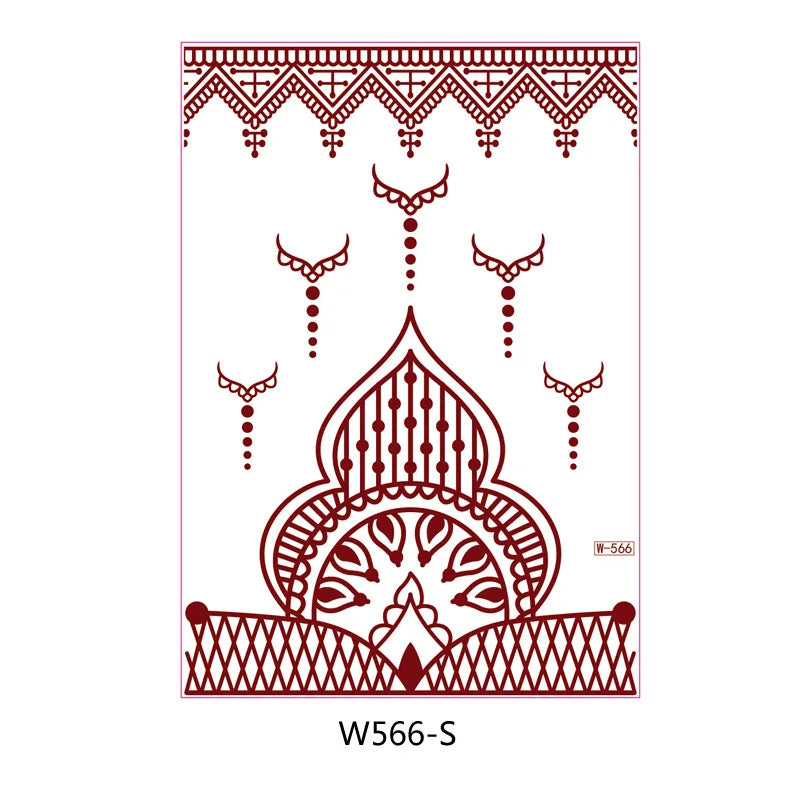 sengpan Waterproof Temporary Brown Henna Tattoo Stickers Chest Lace Mandala Henna Tattoos for Women Diamond Flower Body Art Fake Tatoo