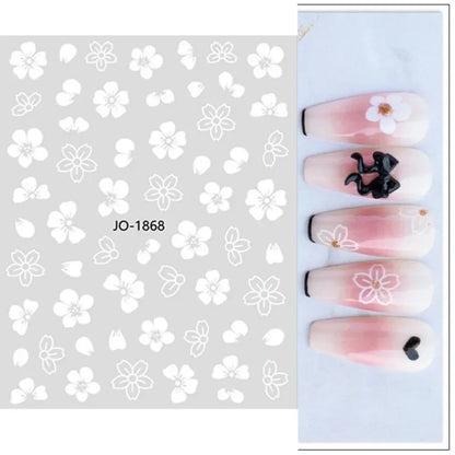 sengpan Simple Flowers 3D Nail Stickers Spring Summer Blossom Floral Tulip Fruit Nail Art Decals Adhesive Sliders Manicure Decorations