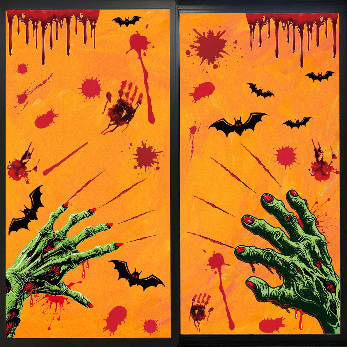 sengpan Halloween Decoration Blood Handprint Pumpkin Stickers Halloween Shopping Mall Window Scene Decoration Ghost Hand Spider Stickers