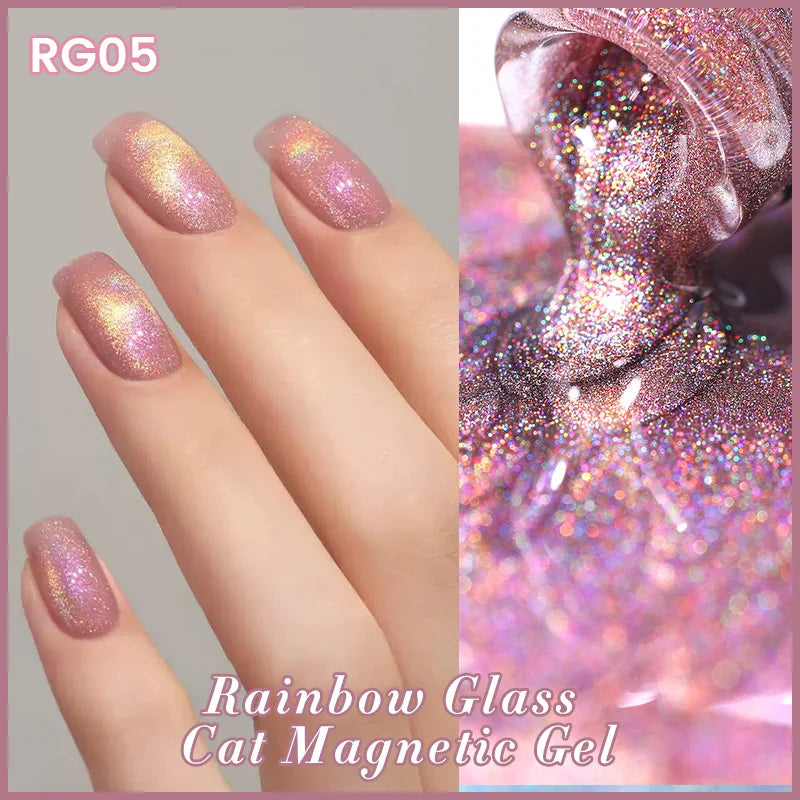 sengpan Super Holos Cat Magnetic Nail Gel Polish for Nails 10ml Soak Off Holographics Laser Gel Polish Auroras Glimmer Nails