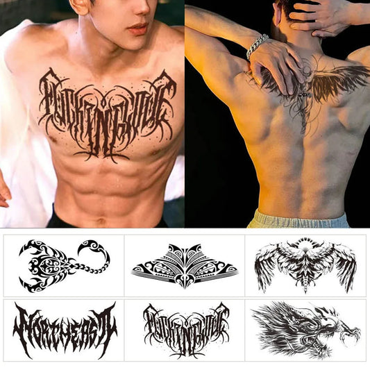 sengpan Waterproof Temporary Tattoo Sticker Flash Fake Tattoos Chest Body Art Juice Ink Long Lasting Arm Fake Sleeve Tattoo Women