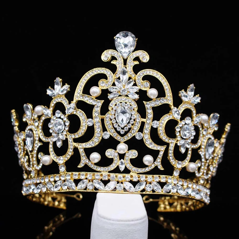 sengpan Big Crown for King and Queen Princess Pageant Tiaras and Crowns Rhinestone Headbands for Women Bride Wedding Hair Accessories