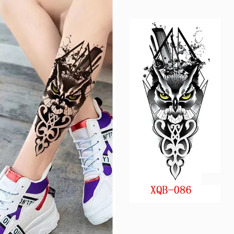 sengpan Black Forest Tattoo Sticker for Men Women Tiger Wolf Death Skull Temporary Tattoo Fake Henna Skeleton King Animal Tatoo Pattern