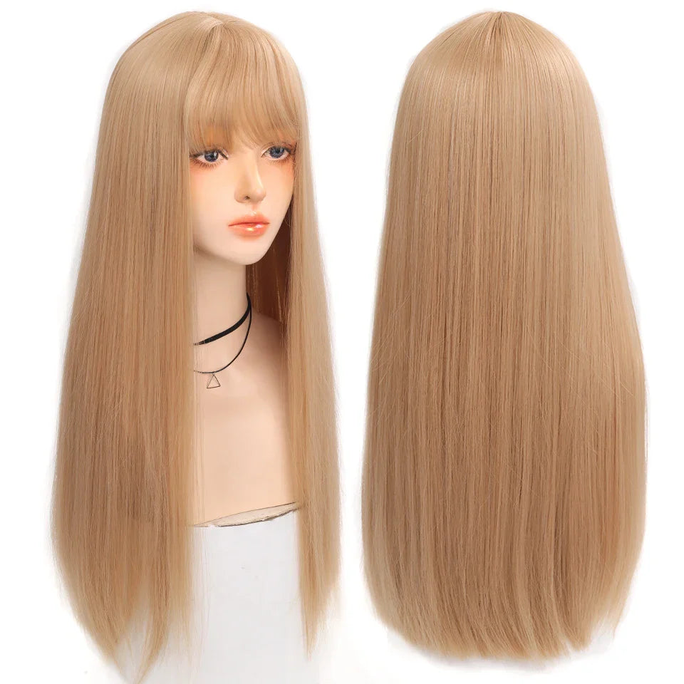 sengpan synthetic long straight hair women's wig silver gradient gray wig cosplay lolita bangs wig party wig