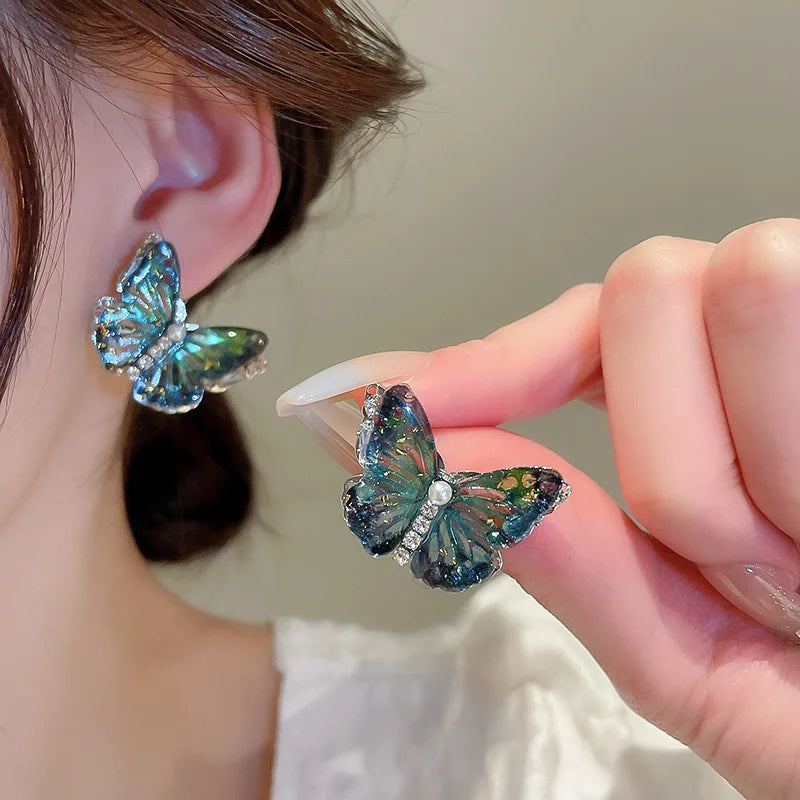 sengpan New Punk Style Bowknot butterfly Drop Earring for Woman 2024 Cool Metal Butterfly Earrings Aesthetic Jewelry Party Gift