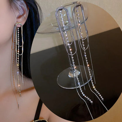 sengpan 1 Pair Korean Women Long Linear Chain Dangle Ear Line Threader Earrings Fashion Jewelry Tassel Earrings Drop Earrings for Women