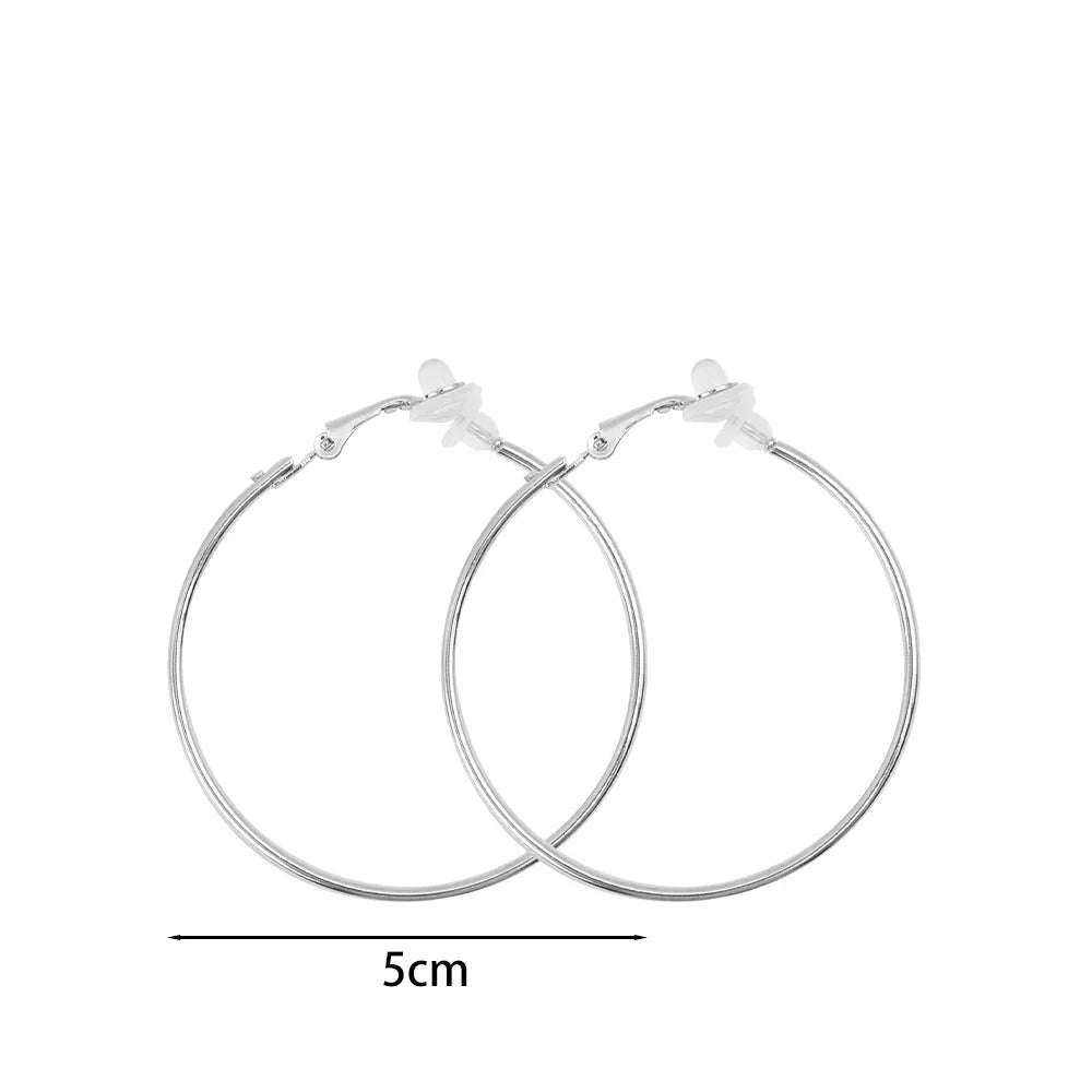 sengpan  -  4/5/6/7cm Hoop Earrings Set Big Circle Earrings Jewelry for Women Girls Ear Clip Punk Style Earrings Fashion Jewelry Accessories