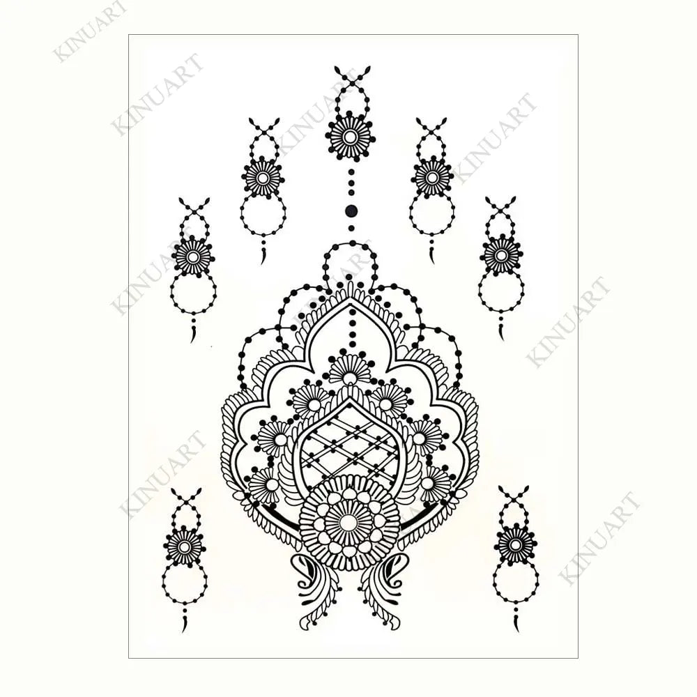 sengpan Black Henna Tattoo Stickers Temporary Tattoo for Women Wedding Lace Flower Mehndi Tattoo Waterproof Fake Tatoo Festival Body Art