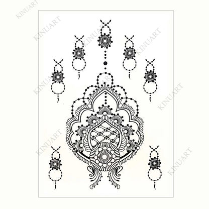 sengpan Black Henna Tattoo Stickers Temporary Tattoo for Women Wedding Lace Flower Mehndi Tattoo Waterproof Fake Tatoo Festival Body Art