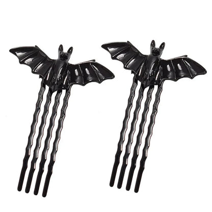 sengpan High Quality 1Pair Retro Bat Hairpin Halloween Fancy Dress Bat Bobby Pin Party Cosplay Props Durable Solid Color Hairpin