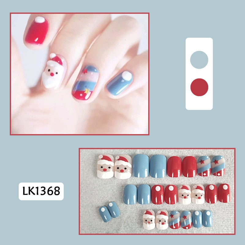 sengpan 24p Artifical Fake Nails Full Coverage False Nails White Clouds French Long Wearing Reusable Nail Coffin Ballerina Press on Nail