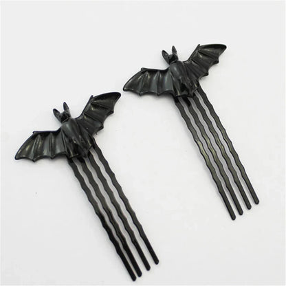 sengpan High Quality 1Pair Retro Bat Hairpin Halloween Fancy Dress Bat Bobby Pin Party Cosplay Props Durable Solid Color Hairpin