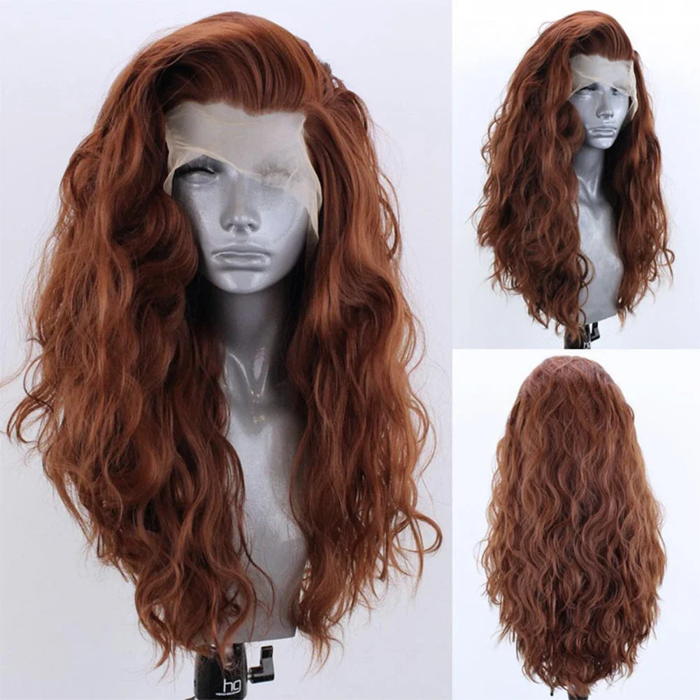 sengpan White Loose Body Wave Synthetic Wig Long Wavy Lace Front Wigs for Women Cosplay Costume Party Hair Wig