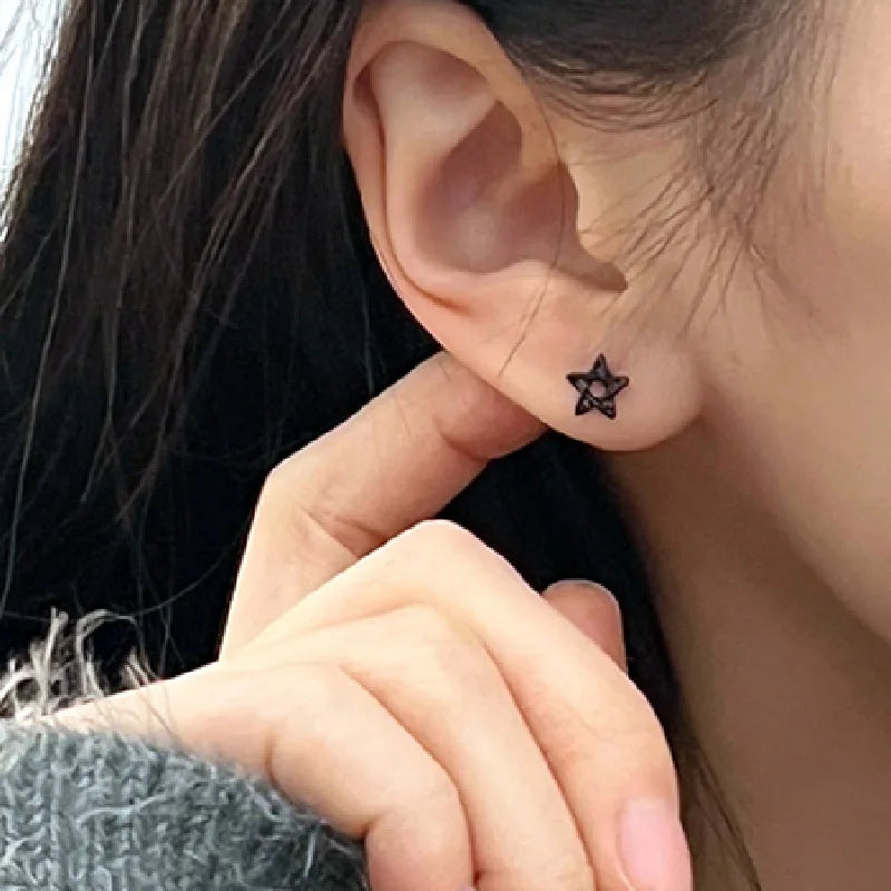 sengpan Trendy Vintage Cute Geometry Bowknot Star Screw Earrings For Women Egirl Stainless Steel Earring Y2K Accessories Jewelry Gifts