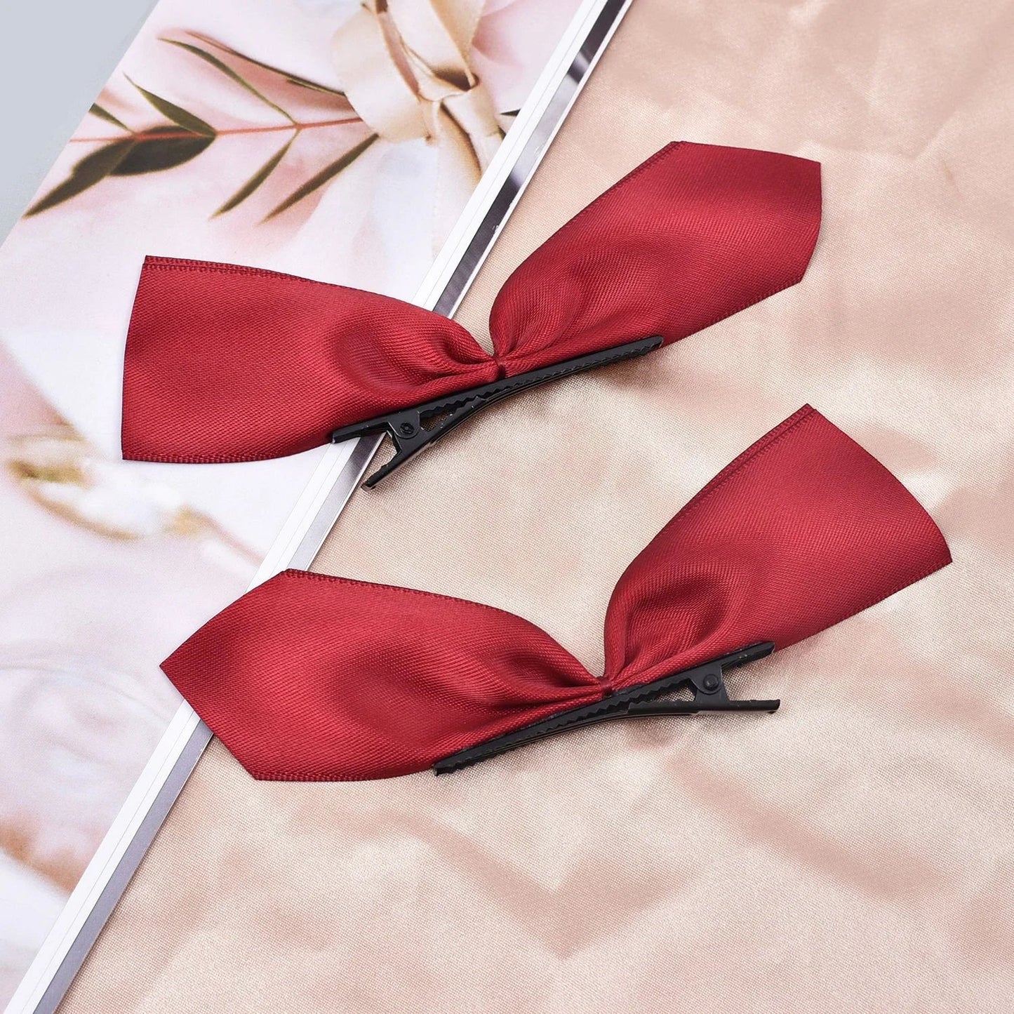 sengpan Black White Ribbon Hair Bows Hair Clips Vintage Bowknot Side Hairpin Cute Girls Barrettes Headdress Hair Accessories Women