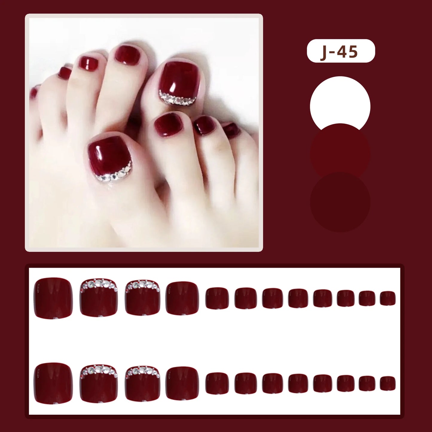 sengpan 24Ps Glossy Lake Blue Press on Toe Nails Artificial Acrylic Fake Toenails Full Coverage Removable Wearable Toe Nail Art Finished