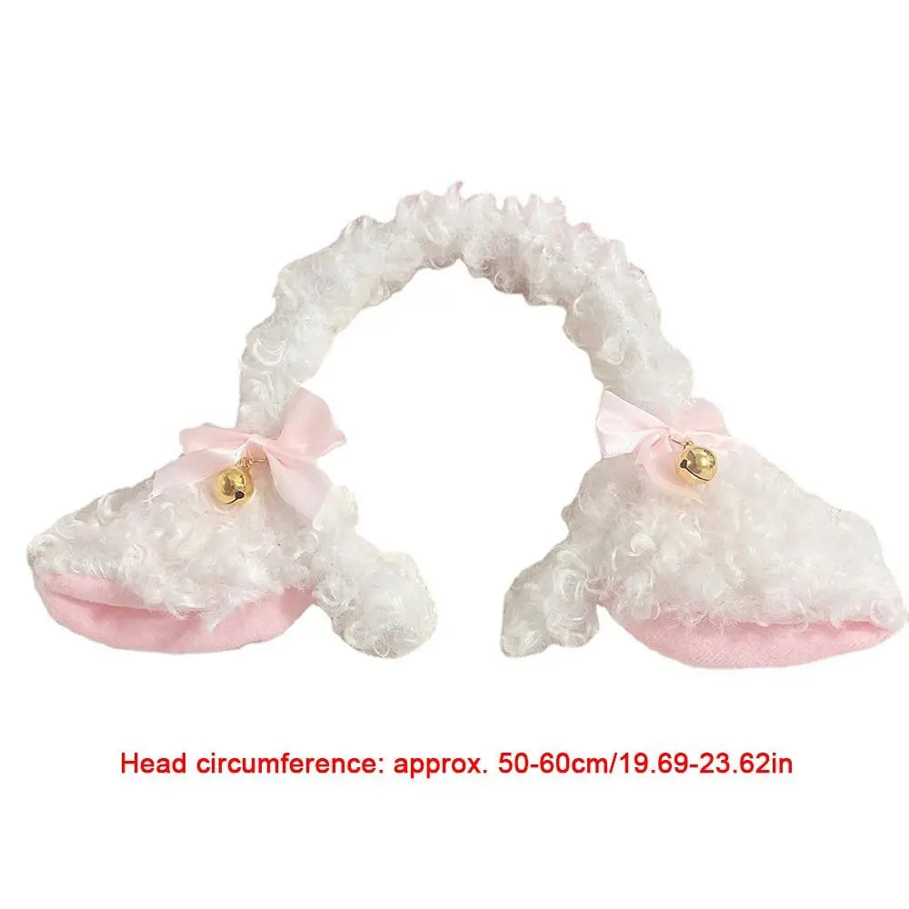 sengpan Plush Sheep Ears Headband Fashion Fancy Props Simulation Plush Hairband Handmade Bowknot Head Hoop Costume Party