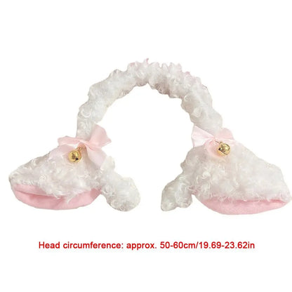 sengpan Plush Sheep Ears Headband Fashion Fancy Props Simulation Plush Hairband Handmade Bowknot Head Hoop Costume Party