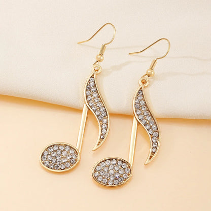 sengpan European And American Elegant Temperament Zircon Note Earrings Cross-border Creative Asymmetrical Fashion Earrings Wholesale