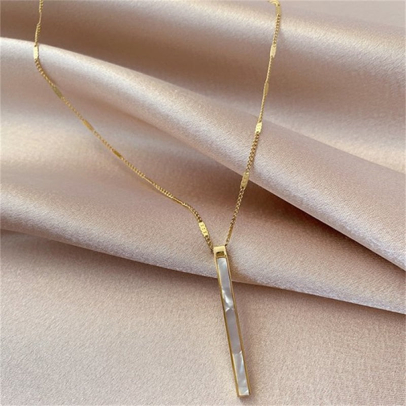 Luxury Shell Long Pendant Necklace For Women Simple Fashion Gold Color Clavicle Chain Necklaces Choker Korean Jewelry Party Gift