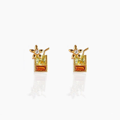 sengpan 1 Pair Ins Wind Cone Crown Zircon Earrings Cute Bear Cartoon Personality Ear Jewelry Colorful Simple Style Earrings for Women