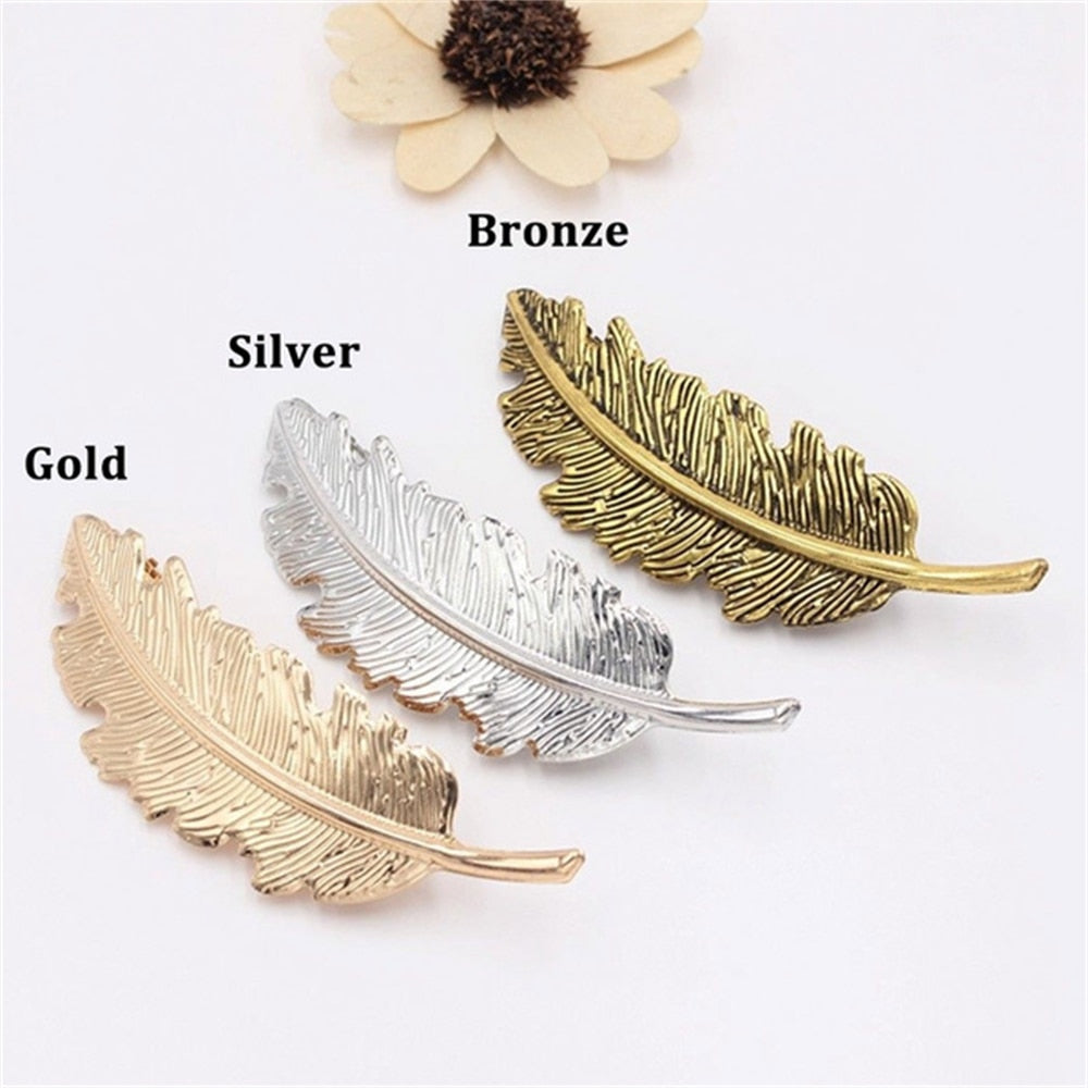 sengpan New Alloy Vintage Hair Clip Feather Leaf Shape Barrette Metal Hairpins For Women Lady Headwear Hair Accessories