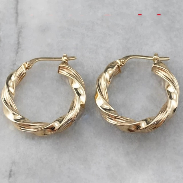 sengpan Shine Gold Color Women Earrings Fashion Smooth Hoop Earrings for Women Engagement Wedding Jewelry Gift