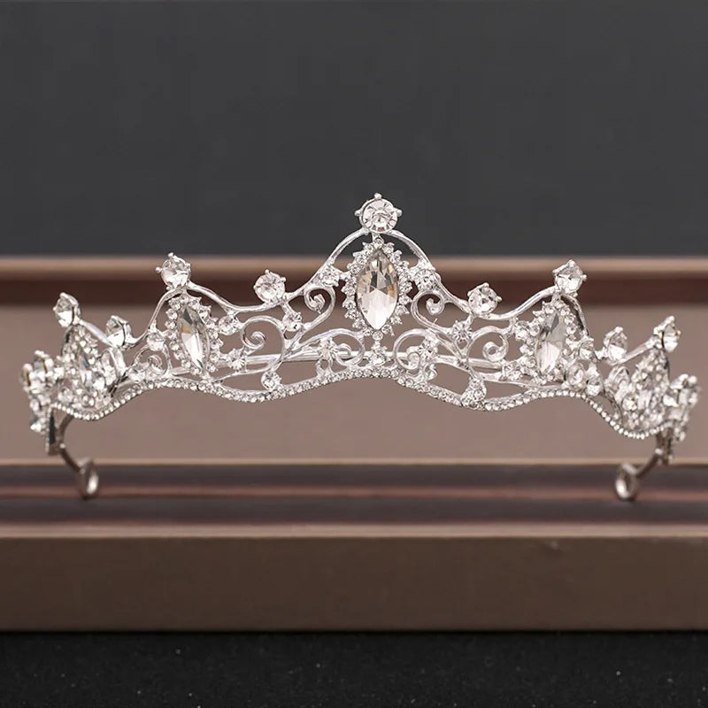 Lianfudai Elegant Luxury Girls Crystal Bridal Tiara Crown Birthday Party New Fashion Bride Queen Headbands Hair Jewelry Accessories