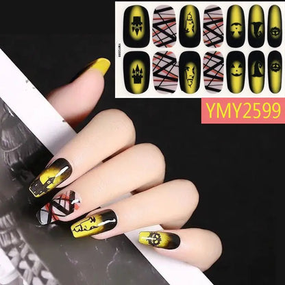 sengpan Baking Free Halloween Nail Stickers Full Sticker Fashion Nail Art Jewelry  Pumpkin Ghost Wholesale Applique Nail Sticker