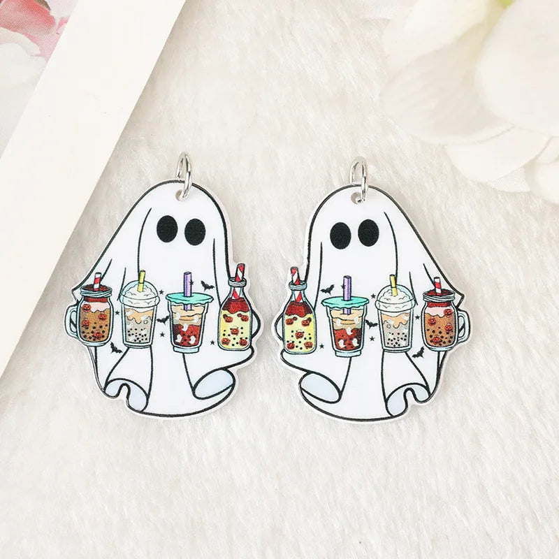 sengpan New Ghost in Bottle Earrings Glow in the Dark Ghost Dangle Earring Luminous Halloween Jewelry for Women Gift