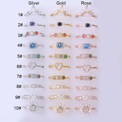 sengpan 1PC 0.8x8mm Hoop Nose Rings for Women Fashion Colorfull Zircon Heart Flower Nostril Nose Septum Ring Cartilage Piercing Jewelry