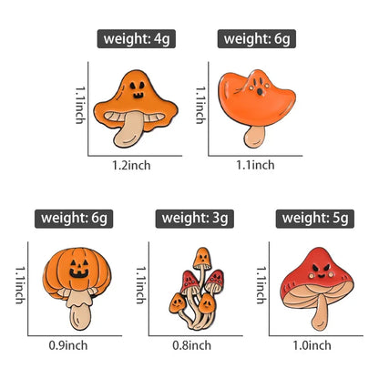 sengpan Horror Mushroom Enamel Pins Halloween Pumpkin Ghost Brooches Lapel Backpack Badges Punk Gothic Jewelry Gift For Kids Friends