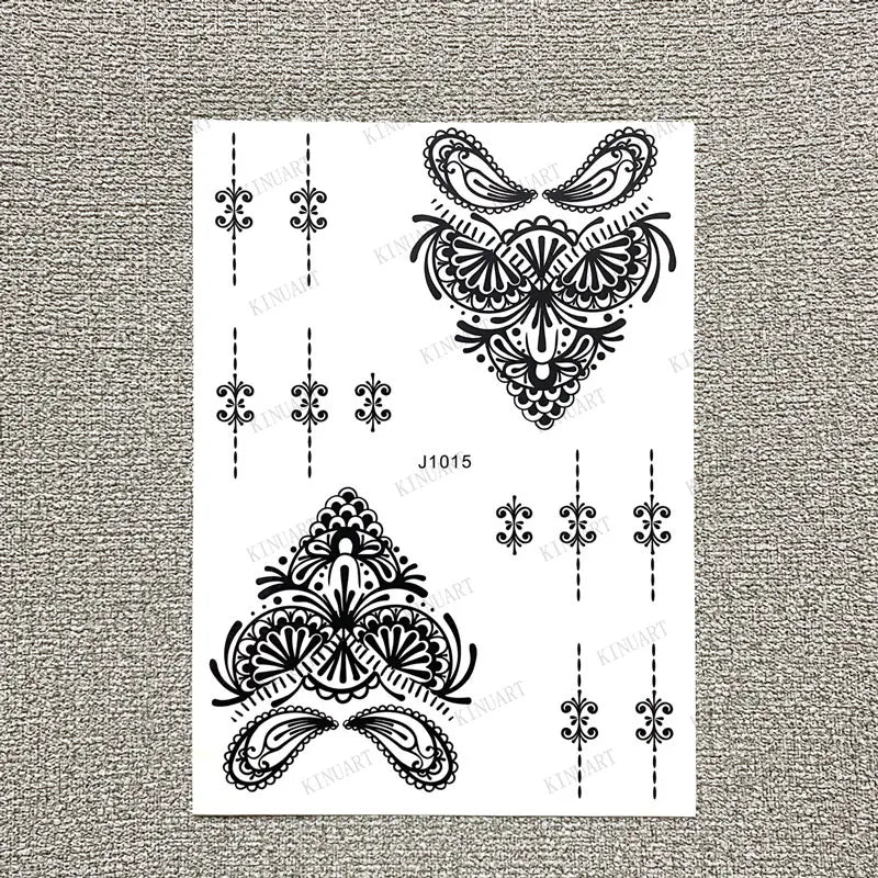 sengpan Black Henna Tattoo Stickers for Hands Temporary Tattoos Body Lace Tatoo Temporari Waterproof Fake Tattoo for Women Hena Tatoo